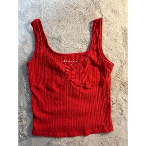 Aéropostale Women's Red Ribbed Knit Sleeveless Tank Top Standard Size S